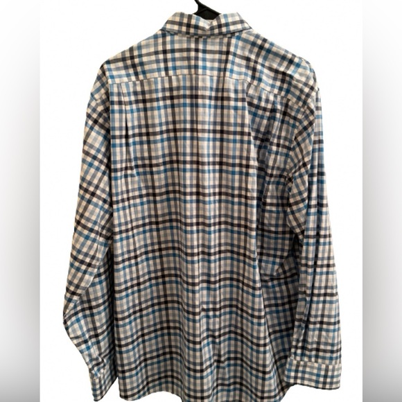 Men’s LL Bean Blue Plaid Button Down Size L Wrinkle Free Traditional Fit - Picture 2 of 3